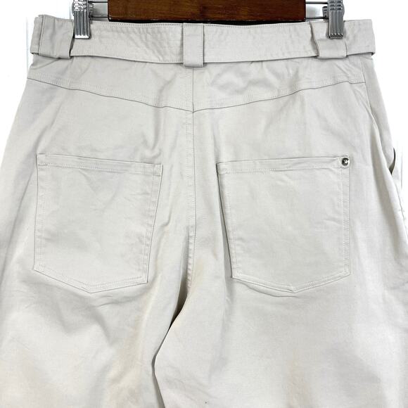 Ted Baker 3 Belted Trouser‎ Womens 8/10 Barrel Leg Ankle Belted Cuffed Tan FLAW - Picture 4 of 16